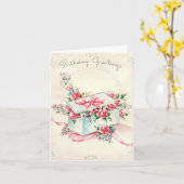 Carte vintage boîte de fleurs d'anniversaire (Fleur jaune)