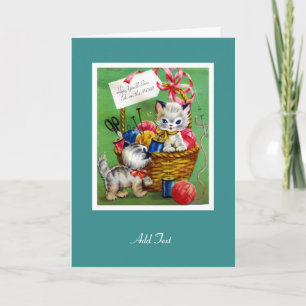 Carte vintage Bon rétablissement Deux chatons