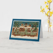 Carte Vintage Bonne année Angels (Fleur jaune)