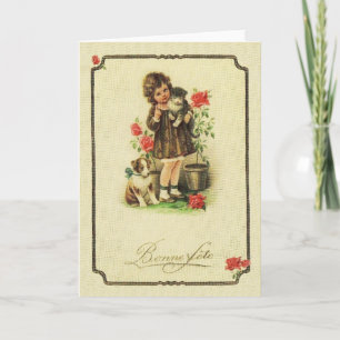 Carte Vintage Bonne fête French Birthday Card