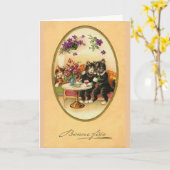 Carte Vintage - Bonne Fete (Joyeux anniversaire), (Fleur jaune)