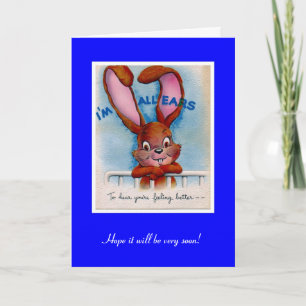 Carte vintage Bonne récupération Lapin Oreilles