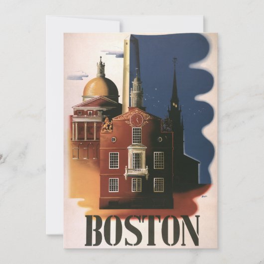 Carte Vintage Boston, Massachusetts Paul Revere's Ride (Devant)