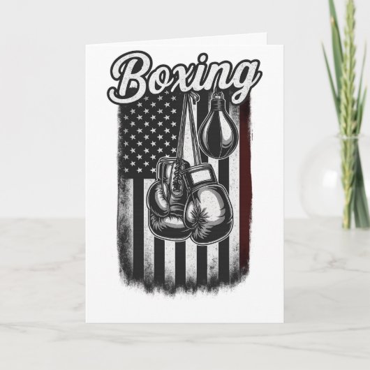Carte Vintage Boxing American Flag Retro (Devant)