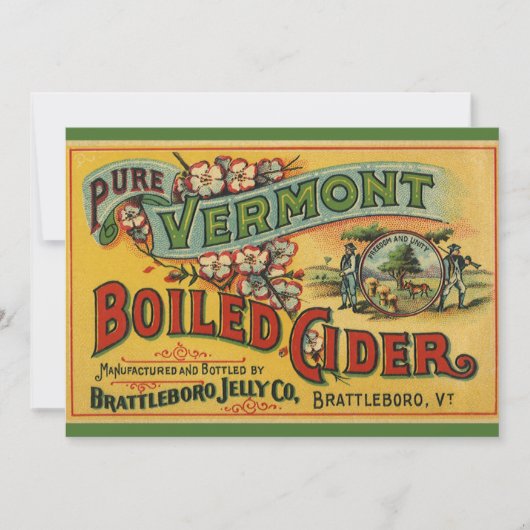 Carte Vintage Brattleboro Jelly Cider bouilli Vermont (Devant)