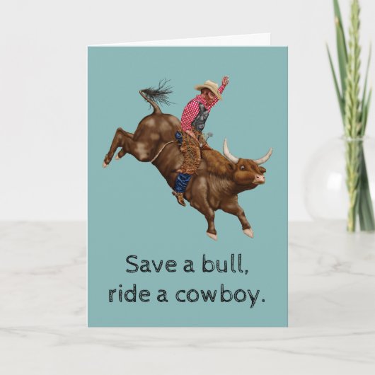 Carte Vintage bull équitation cowboy (Devant)