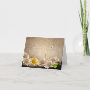 Carte Vintage Burlap White Daisy Floral Note Card
