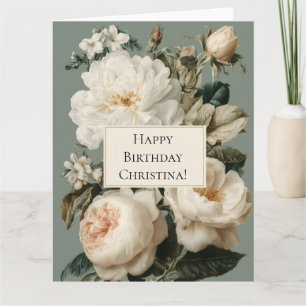 Carte Vintage cadre floral avec crème et roses roses