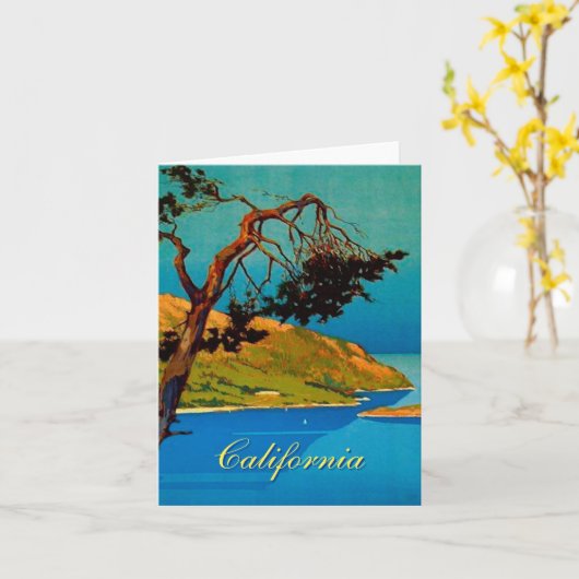 Carte Vintage California Coast Travel (Fleur jaune)