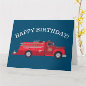 Carte Vintage camion feu rouge Joyeux anniversaire (Fleur jaune)