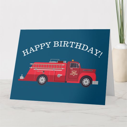 Carte Vintage camion feu rouge Joyeux anniversaire (Devant)