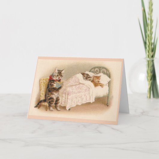 Carte Vintage Cat Bedtime Story Note (Devant)