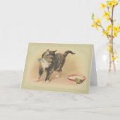 Carte Vintage Cat et Frog Note (Fleur jaune)