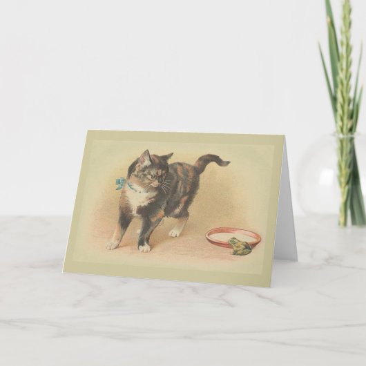 Carte Vintage Cat et Frog Note (Devant)