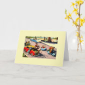 Carte Vintage Cat Flat Tire (Fleur jaune)