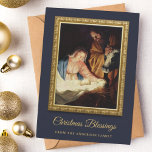 Carte Vintage Catholic Christmas Gold Christmas Holiday<br><div class="desc">This vintage Catholic Christmas card focuses on the spiritual meaning of the holiday season, the birth of our Lord Jesus Christ. It features a beautiful nativity scene painted by Gerrit van Honthorst "The Adoration of the Shepherds (1622) surrounded by an ornate golden frame. The words "Christmas Blessings" and your family...</div>