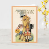 Carte Vintage - Chanter une chanson d'Halloween, (Fleur jaune)