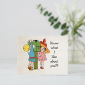 Carte Vintage charmante fille mail valencien (Debout devant)