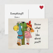 Carte Vintage charmante fille mail valencien (Devant / Derrière)