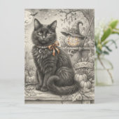 Carte Vintage Chat Noir Halloween (Debout devant)