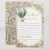 Carte vintage Chaud Air Balloon Douche Voeux pour (Devant / Derrière)