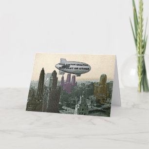 CARTE VINTAGE CHICAGO BLIMP SUR LA VILLE COMIQUE ANNIVER