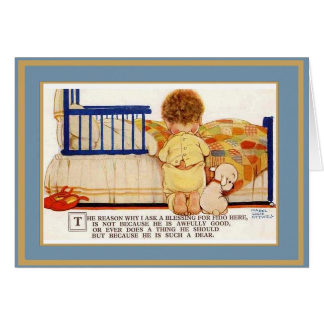 Carte vintage chien enfant (Devant horizontal)