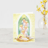 Carte Vintage Christ enfant avec les anges Noël (Fleur jaune)