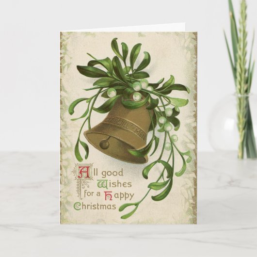 Carte Vintage Christmas Bell (Mistletoe) (Devant)