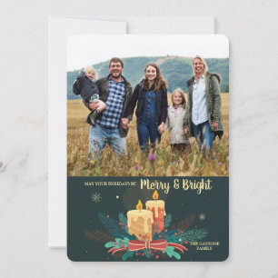 Carte Vintage Christmas Candles Photo Holiday Card