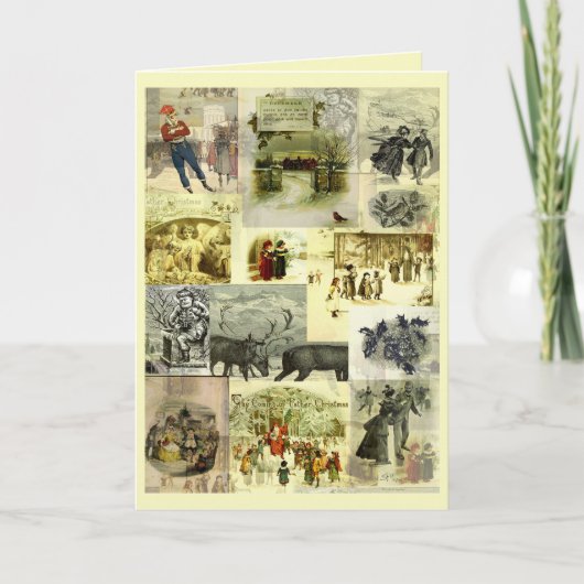 Carte Vintage Christmas Card Images Collage  (Devant)