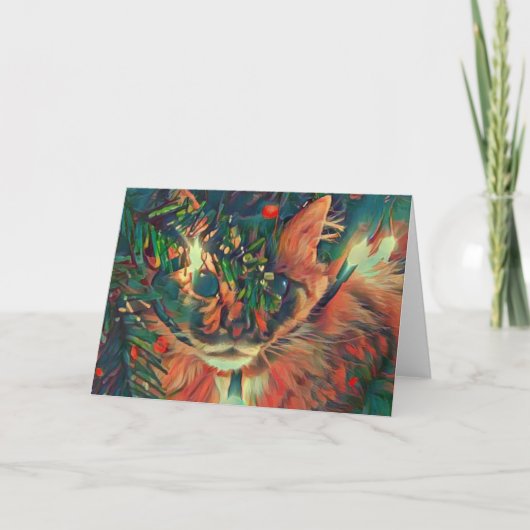 Carte Vintage Christmas Cat Holiday (Devant)