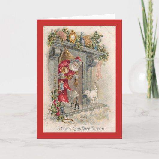 Carte Vintage Christmas Cat & Santa Claus (Devant)