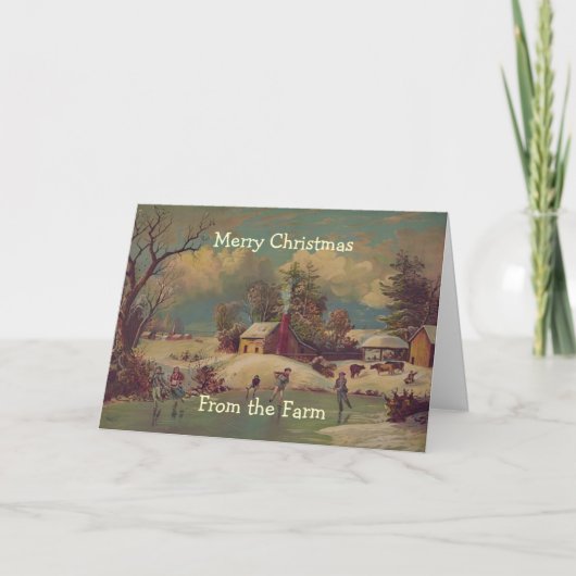 Carte Vintage Christmas Country Farm (Devant)