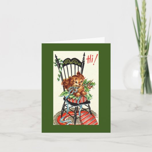 Carte Vintage Christmas Dog in Chair (Devant)