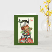 Carte Vintage Christmas Dog in Chair (Fleur jaune)