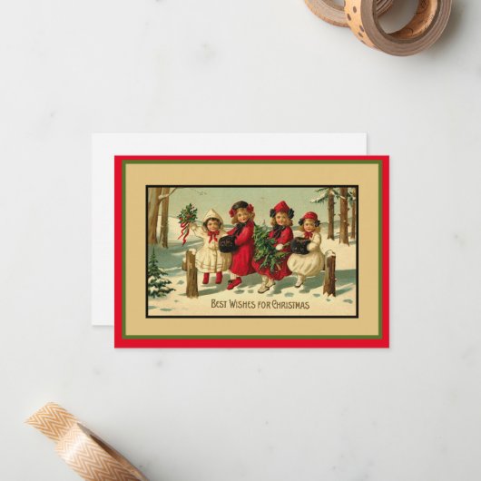 Carte Vintage Christmas Flat Note (Devant/Arrière en situation)