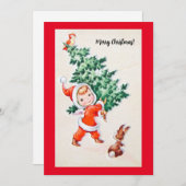 Carte Vintage Christmas Girl (Devant / Derrière)