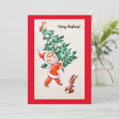 Carte Vintage Christmas Girl (Debout devant)
