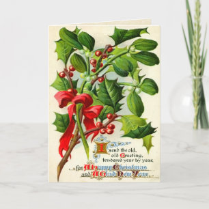 Carte Vintage Christmas Holly