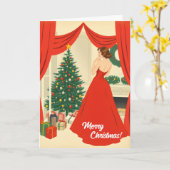 Carte Vintage Christmas Illustration (Fleur jaune)
