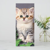 Carte Vintage Christmas Kitten et Holly Card (Debout devant)