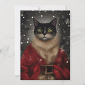 Carte Vintage Christmas Père Noël Cat Flat Note (Devant)