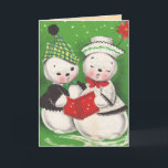 Carte Vintage Christmas Snowman<br><div class="desc">Cartes de Noël vintage pour les gens que vous aimez. Facile à customiser ! Chaque carte postale du monde ancien est soigneusement restaurée pour une qualité d'impression optimale.</div>