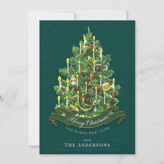 Carte Vintage Christmas Tree Classic Green Custom Card (Devant)