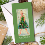 Carte Vintage Christmas Tree Girl<br><div class="desc">Carte Vintage Christmas Tree Girl Holiday Card.</div>