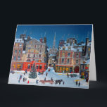 Carte Vintage Christmas Village Joyeux voeux de Noël<br><div class="desc">Vintage Village de Noël Vieux exemple d'une scène extérieure à Noël.</div>