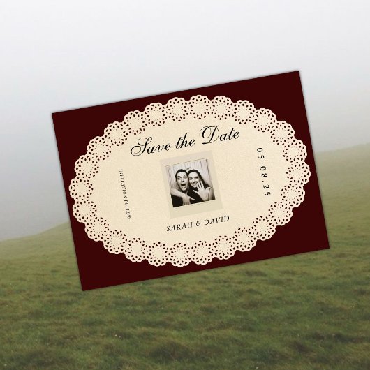 Carte Vintage Classic Paper Lace Save the Date