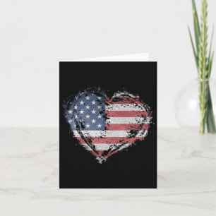 Carte Vintage Coeur Chemise Drapeau Américain Usa Patrio