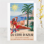 Carte Vintage Côte d'Azur Beach Girl (Fleur jaune)